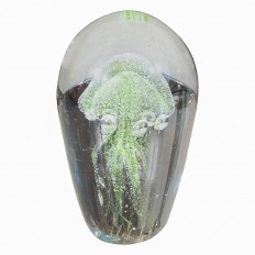 Ovoid green and clear glass paperweight